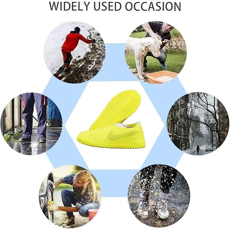 Couvre-chaussures en silicone 6/4/2 pièces - Résistants à l'usure, imperméables, antidérapants, pliables, réutilisables pour la pluie/la neige en extérieur, les voyages et la maison