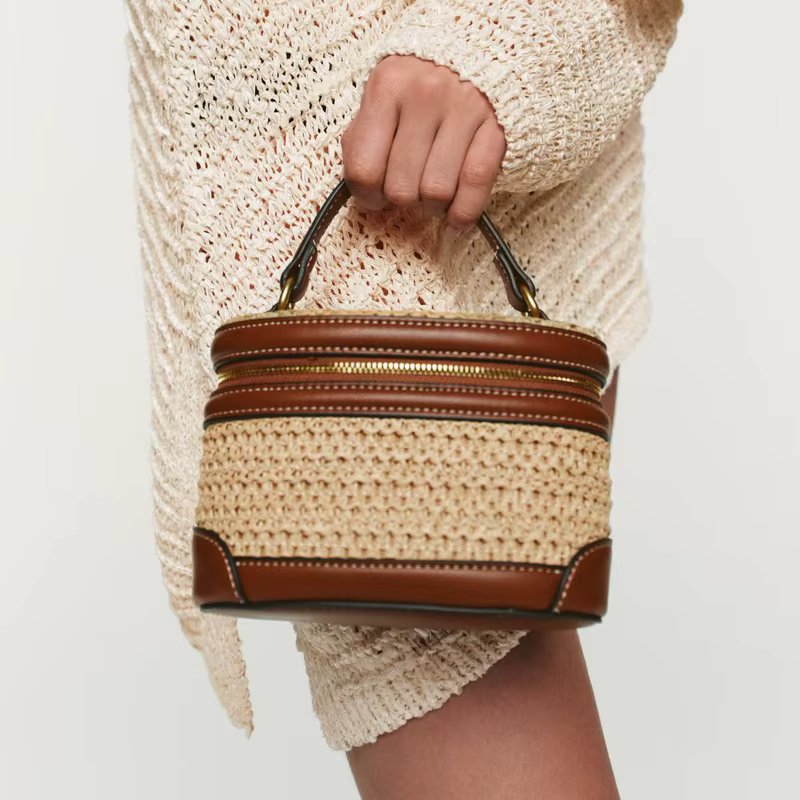 Sac à main en paille tendance pour femme, sac fourre-tout en paille PP tressé de créateur, petit sac à bandoulière décontracté vintage pour l'été et la plage 2026