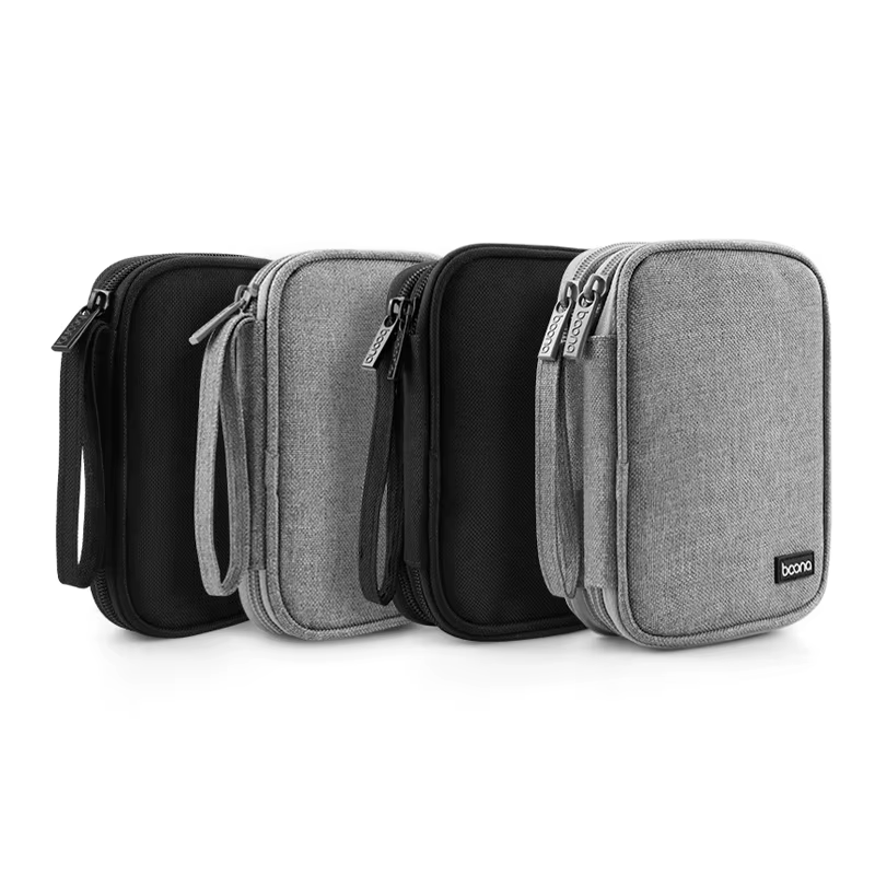 Étui pour double disque dur, double couche, sac de transport pour disque externe de 2,5 pouces, pour organiser les disques durs et les accessoires électroniques