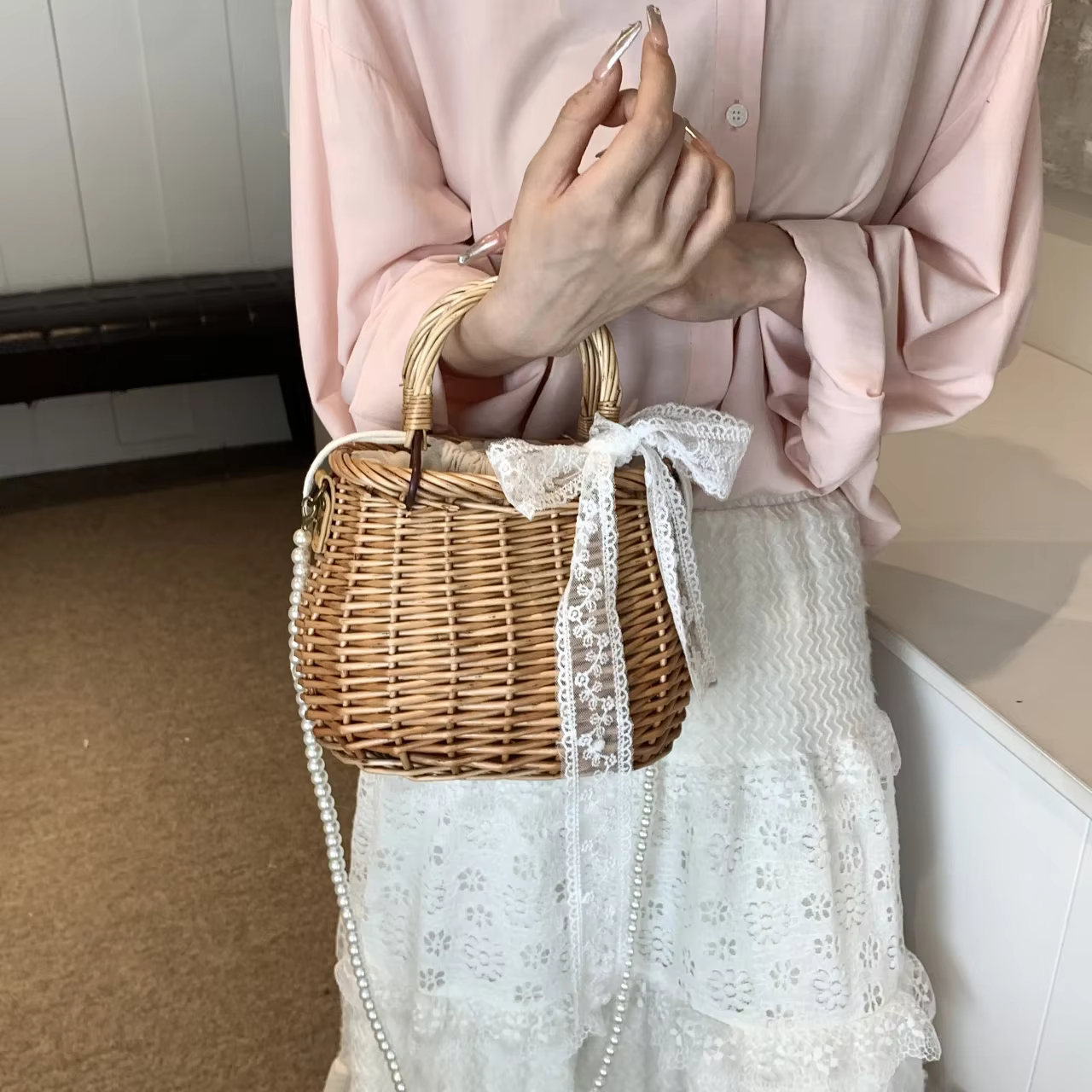 Sac à bandoulière en paille pour femmes, sac à main tissé à la main en raphia et rotin, fourre-tout décontracté pour vacances, panier de shopping, sac de plage