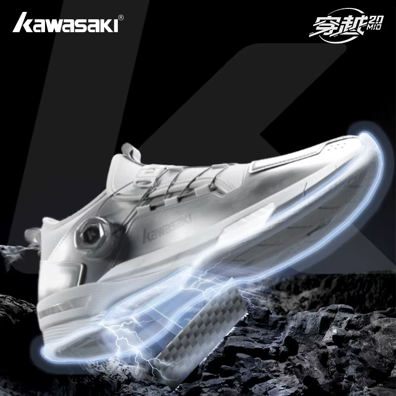 Kawasaki CROSS SPACE MID 2.0 chaussures de Badminton amélioré absorbant les chocs bouton automatique chaussures de Sport professionnelles hommes 2024 nouveau