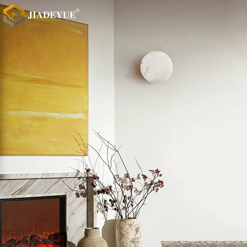 Lampe murale ronde en marbre naturel espagnol, lampe LED moderne pour chambre à coucher, tête de lit, couloir, balcon, lampe murale de fond