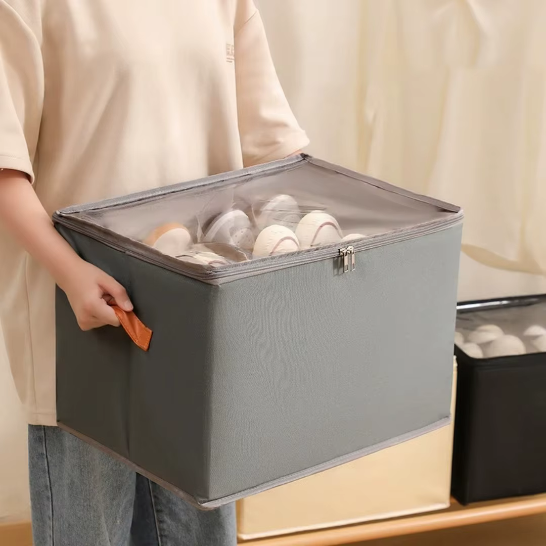 Organisateur de chaussures pliable en tissu Oxford avec couvercle