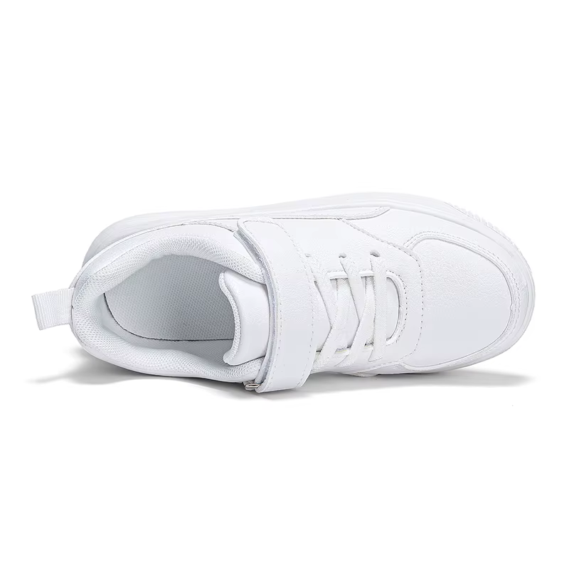 Baskets blanches plates en cuir PU pour garçons, chaussures décontractées noires pour enfants, chaussures de sport confortables et de Tennis à la mode