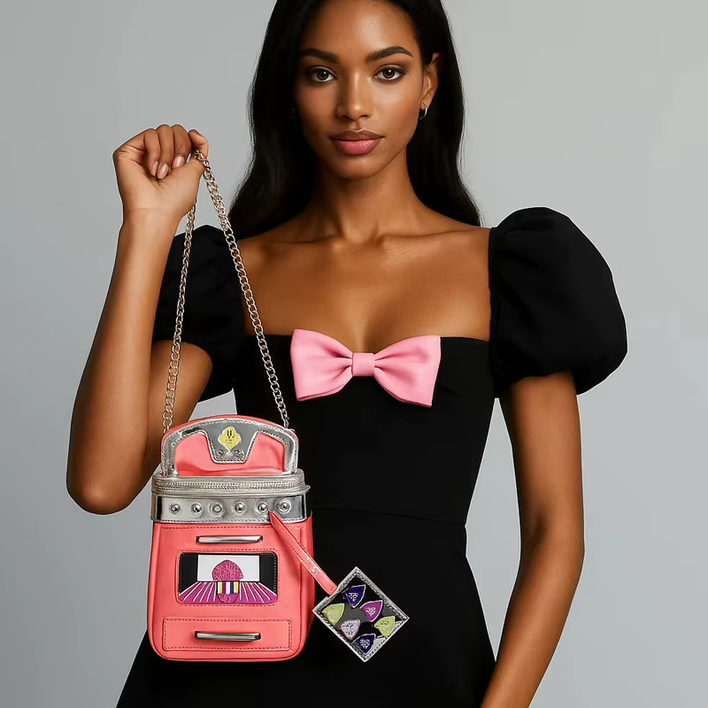 Sac de téléphone rose avec chaîne fine, sac à bandoulière Design, couleurs contrastées, sac en forme de boîte avec pendentif, sac carré à fermeture éclair