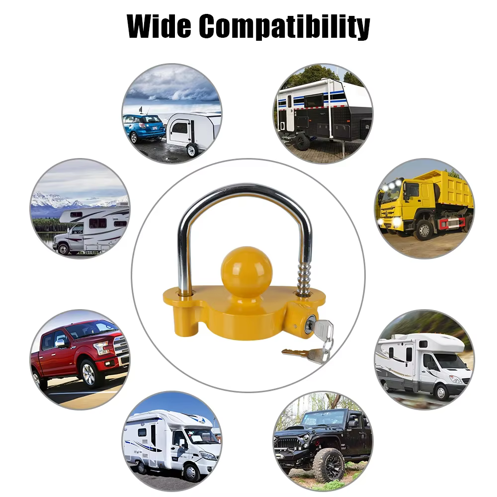 Coupleur de remorque universel, verrouillage d'attelage, boule de remorquage, sécurité antivol réglable, robuste, véhicule camion camion caravane, accessoires