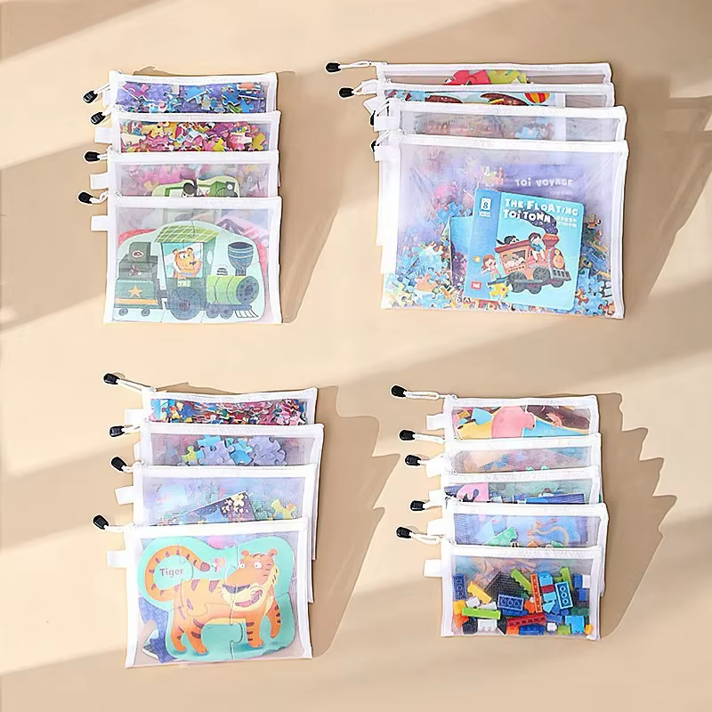 Pochette transparente à fermeture éclair en maille A4/A5/A6, sac à documents Transparent, dossiers de fichiers de livre, trousse à crayons de papeterie, sacs de rangement, pochette de maquillage