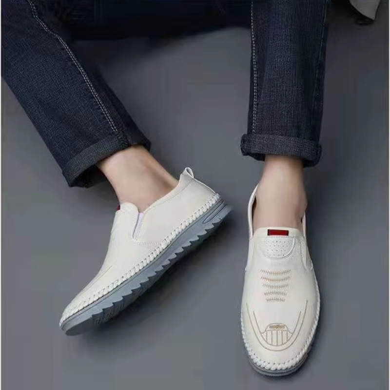 Chaussures décontractées pour hommes, mocassins antidérapants à semelle souple, respirants, résistants à l'usure, confortables, chaussures de conduite en cuir ajouré pour hommes