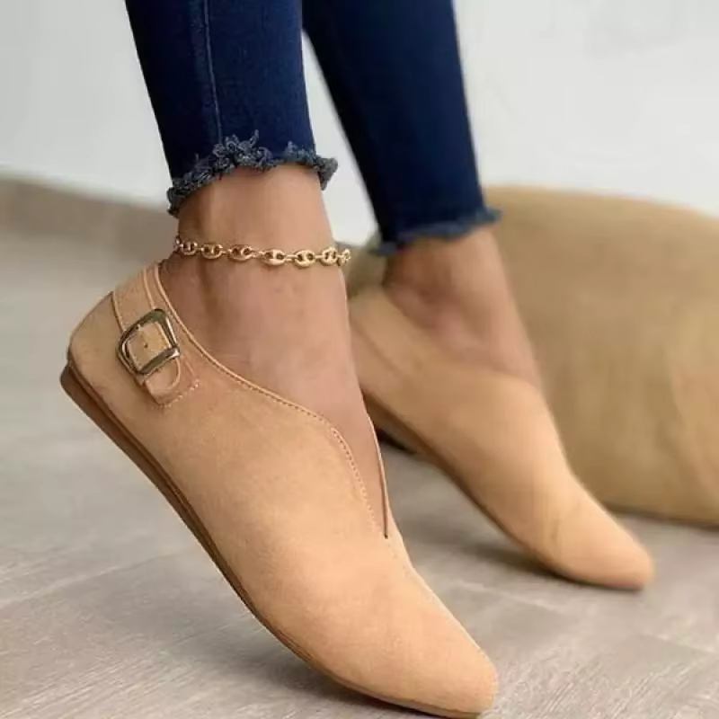 Mocassins pointus en daim pour femmes, chaussures plates pour femmes, mocassins rétro, chaussures décontractées à enfiler, vêtements pour femmes, grande taille, 35-43, été