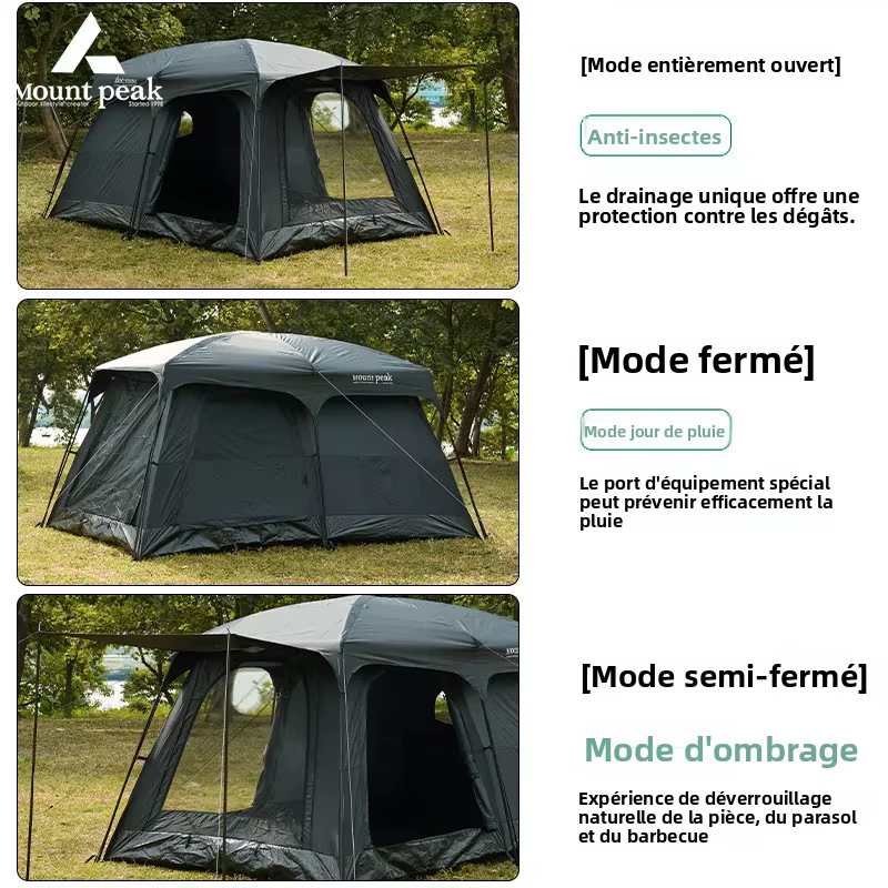 Mount Peak propose des tentes à deux chambres qui peuvent accueillir 5 à 8 personnes