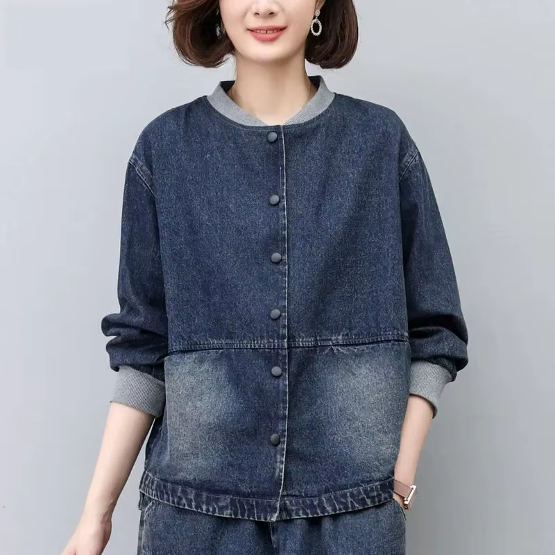 Veste en jean rétro pour femme, style court, printemps-automne, fine, nouvelle collection 2026, coupe ample, style baseball, vêtements décontractés pour femme