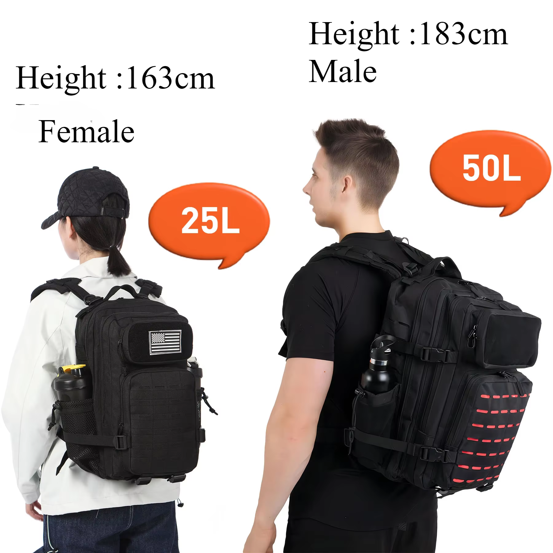 25L/50L sac à dos tactique sac chasse MOLLE sac à dos GYM pour hommes randonnée en plein air voyage sac à dos sorcière 2 porte-bouteilles