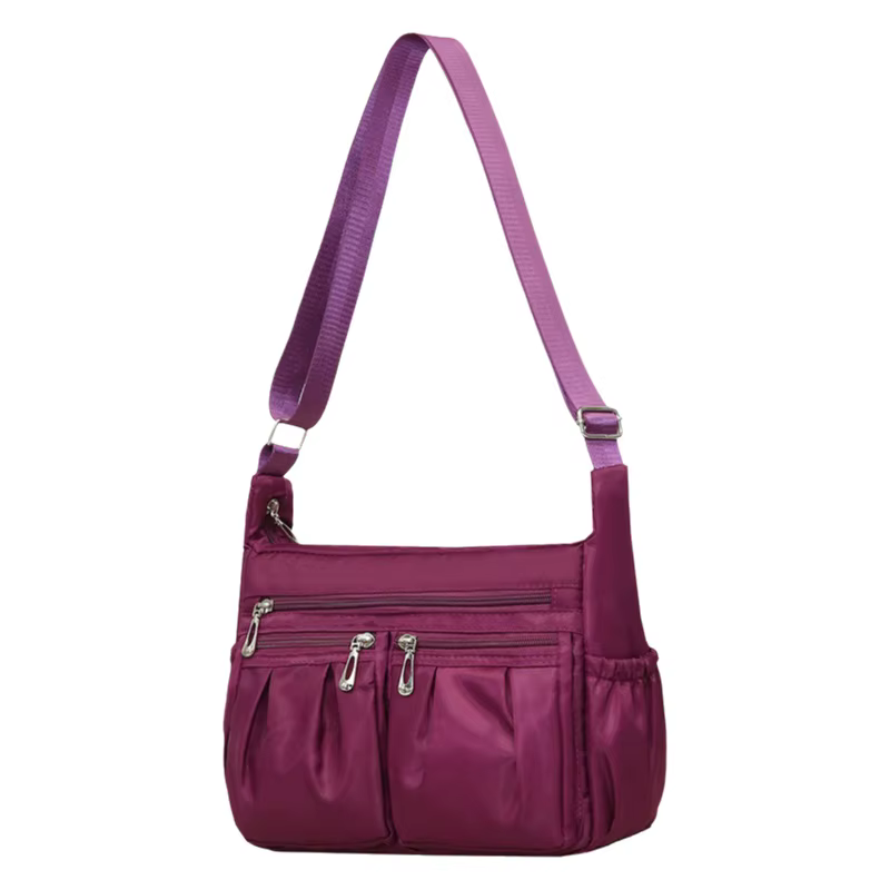 Sac à bandoulière en nylon grande capacité, compartiments multi-couches, sac bandoulière tendance pour les trajets quotidiens et les sorties, adapté aux M...