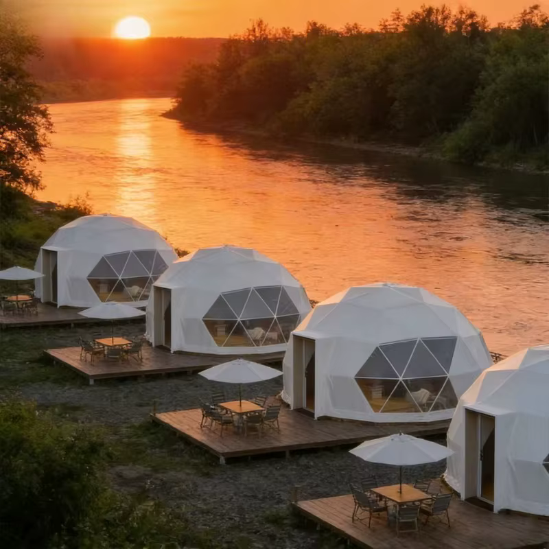 Dôme géodésique rond en PVC imperméable pour le glamping et le safari