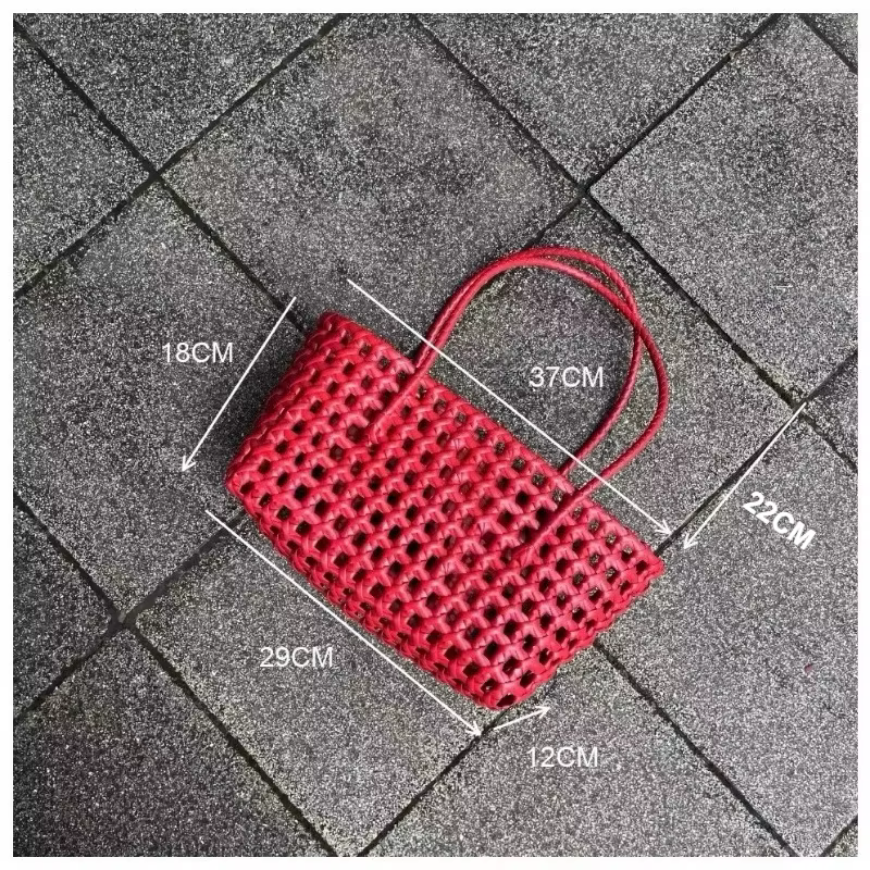 Sac cabas de plage en plastique tressé grande capacité pour femme, style bohème, sac à main en PVC pour l'été avec sac intérieur