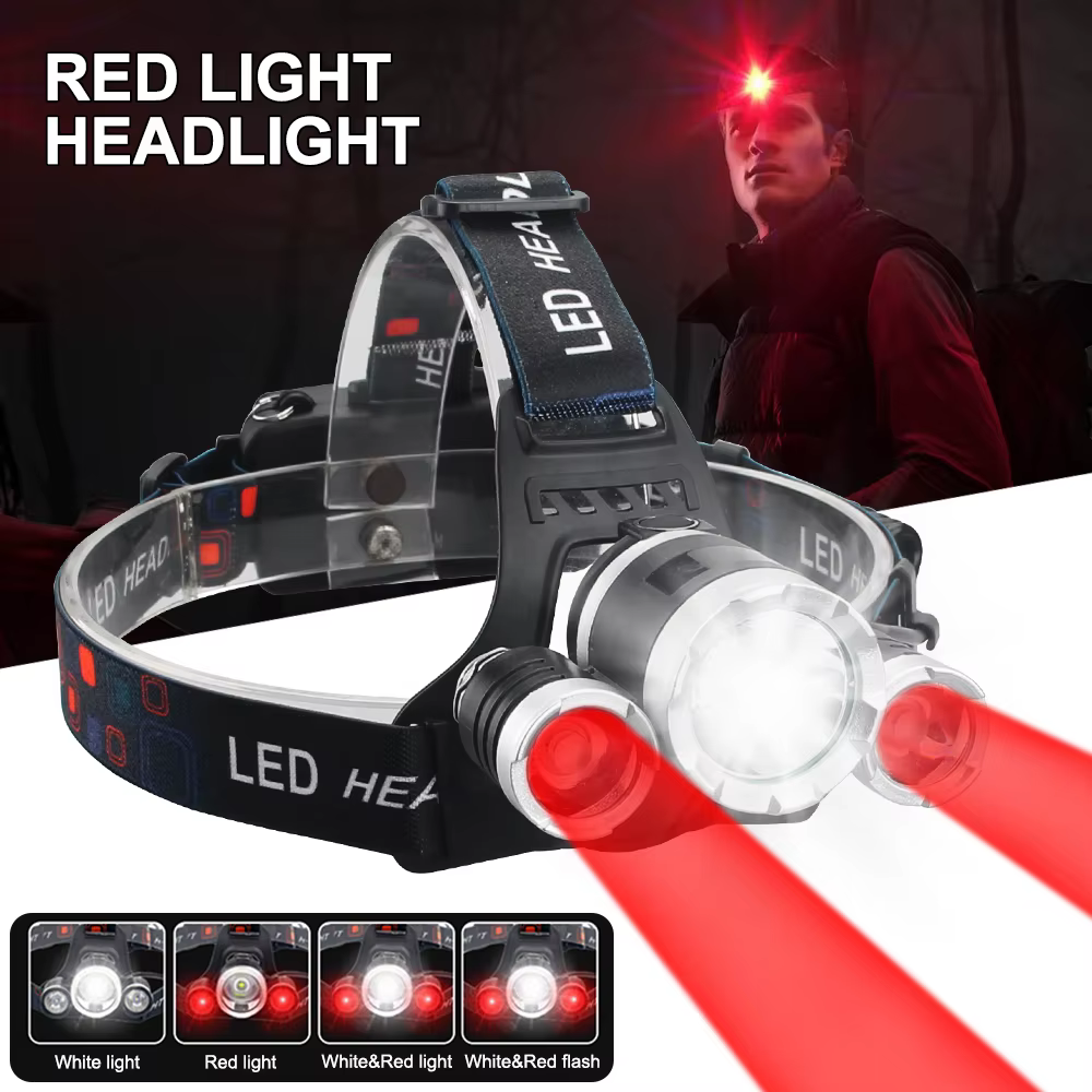 Lampe frontale Led rouge/vert/blanc/violet