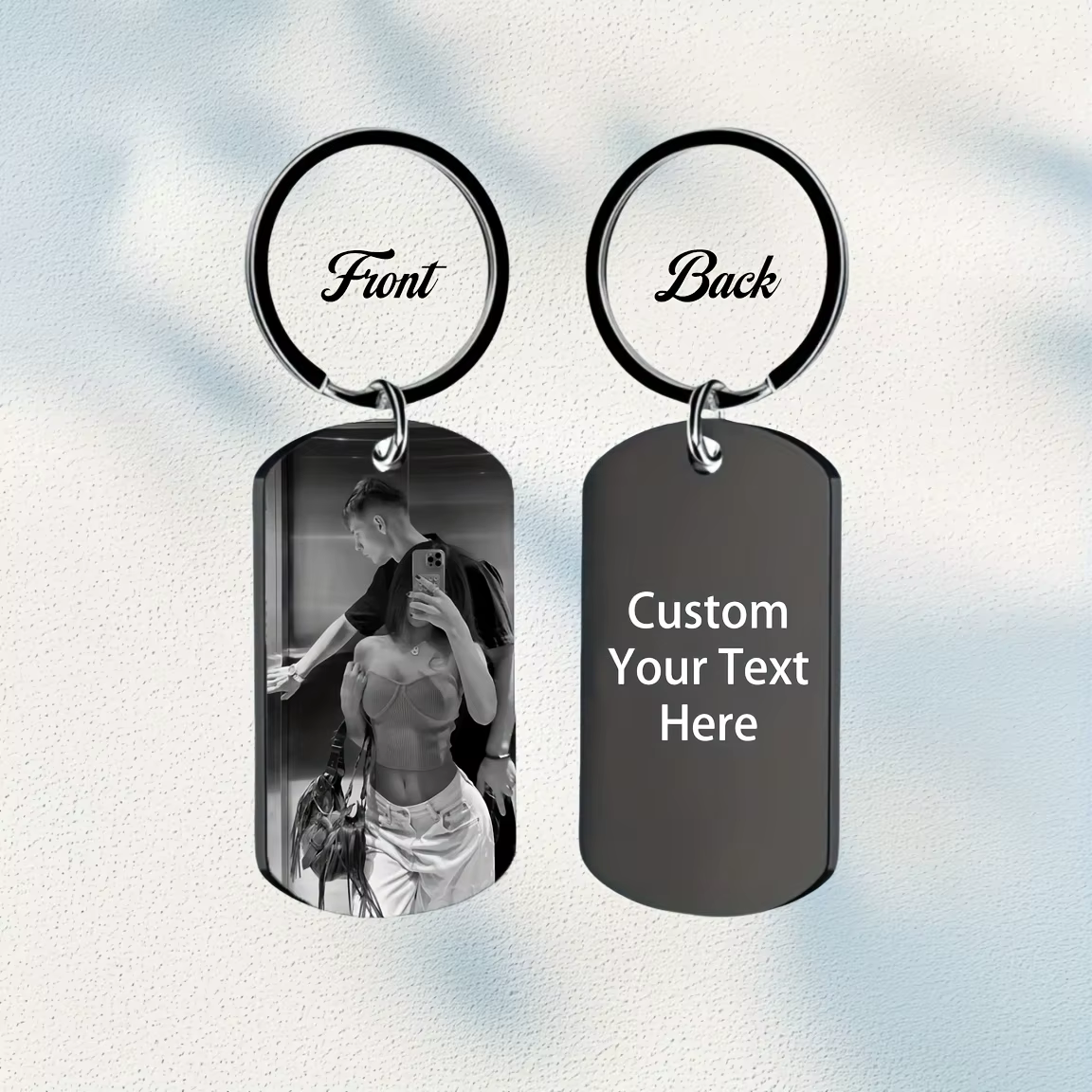 Porte-clés Photo personnalisé pour hommes, texte personnalisé, étiquette de chien, cadeau pour la famille, les Couples, petit ami, petite amie