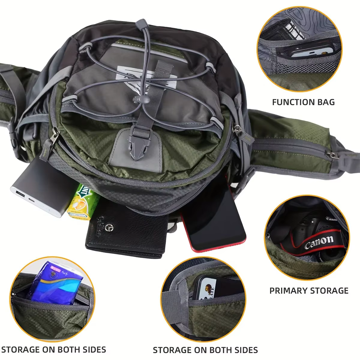 Sac de taille d'alpinisme en plein air 18L, sac de taille multifonctionnel pour sport et voyage, sac à main à bandoulière de grande capacité