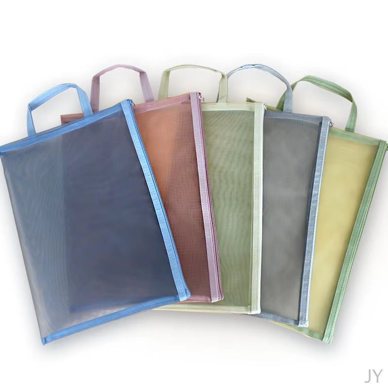 Sac à factures A4 Morandi, sac en maille transparente avec fermeture éclair, sac de rangement pour documents, papeterie, adapté aux fournitures scolaires et de bureau pour étudiants