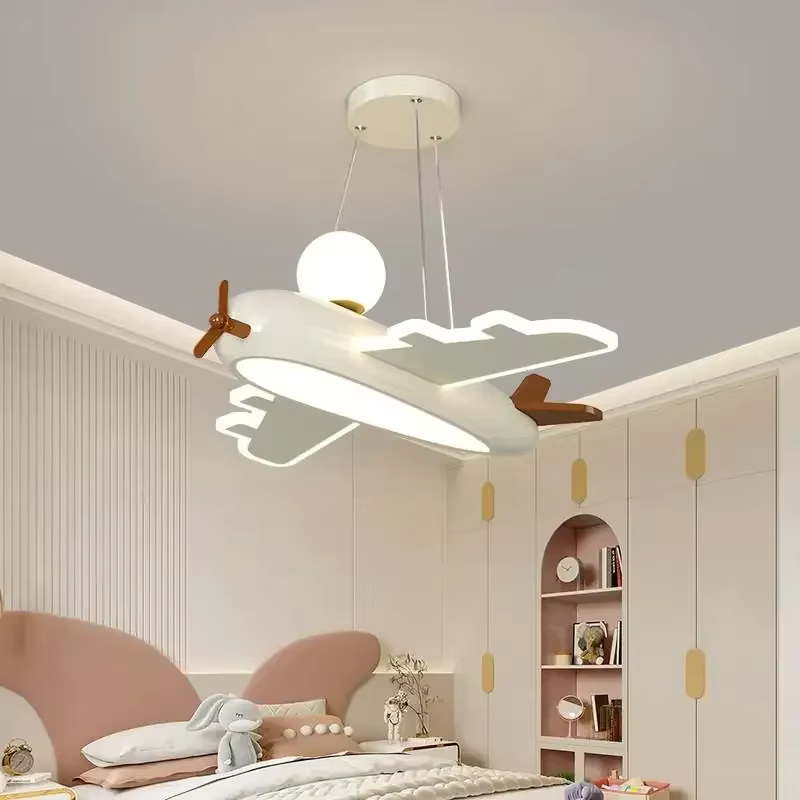 Design créatif dessin animé avion plafonnier LED lampe blanche salon salle à manger étude chambre d'enfants garçon bébé chambre décor lampe