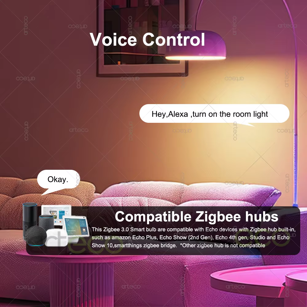 Zigbee E27 ampoule Led Alexa lampe à Led intelligente RGB CW WW ampoule Led fonctionne avec l'application intelligente Assistant à domicile Z2M Google Zigbee 3.0 Hub
