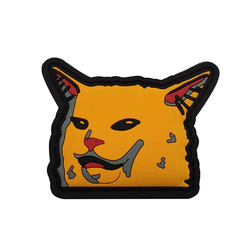 Nouveaux accessoires de sac d'extérieur: Badge de chat satirique Graffiti chat 3D PVC magique bricolage sac autocollants sac à dos Patch à crochet et boucle