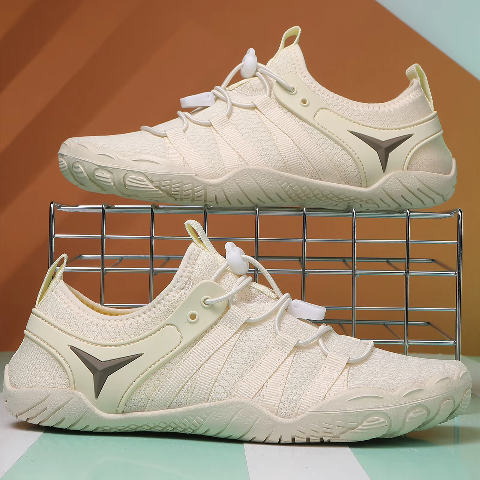Chaussures de wading beige unisexe antidérapantes à séchage rapide pour la randonnée aquatique