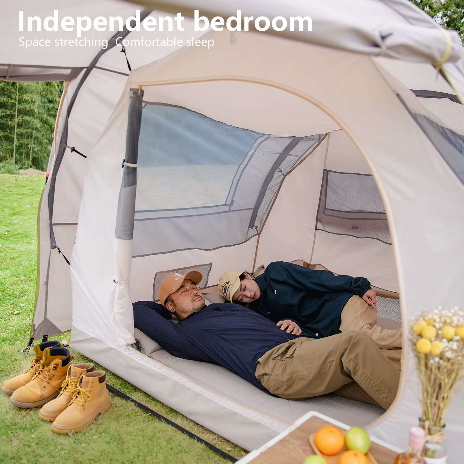 Tente tunnel de camping BISINNA pour 4 à 6 personnes