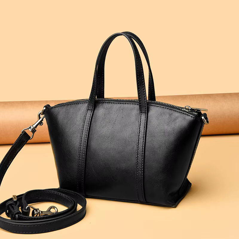 Sac à bandoulière en cuir de vache pour femme, sac à main de grande capacité pour les trajets quotidiens, sac pour femme en cuir véritable simple et polyvalent