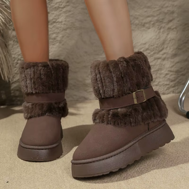 Bottes de neige rétro chaudes et confortables pour femmes, nouvelles chaussures d'hiver décontractées, confortables, à semelles épaisses, antidérapantes, en coton