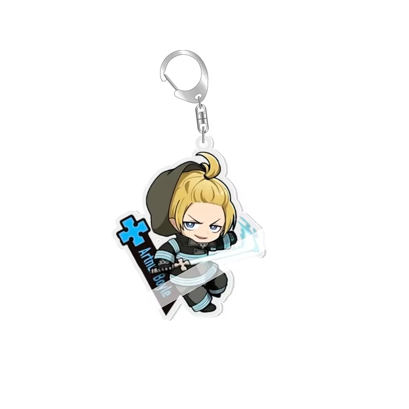 Porte-clés dessin animé Fire Force Shinra Kusakabe, Arthur Boyle Kotatsu Tamaki, étiquette de sac, accessoire Baji