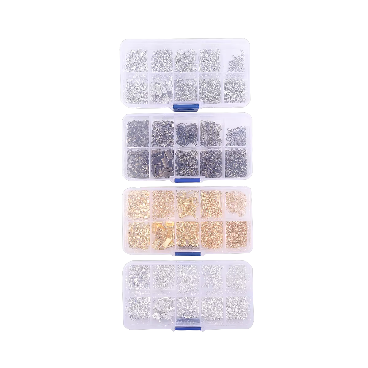 Kit d'accessoires en alliage pour la fabrication de bijoux : outils, fermoirs à clip, fermoirs mousquetons, anneaux ouverts, crochets pour boucles d'oreilles