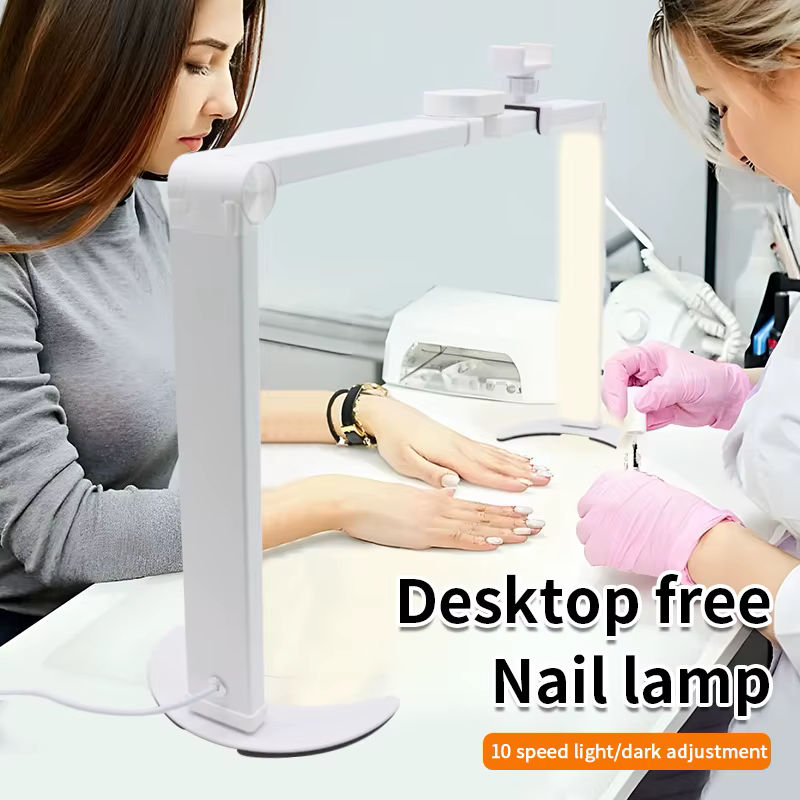 Demi-lune LED pour Extension de cils, pliable, gradation, chaud/blanc, lampe de bureau de beauté pour lecture, tatouage, manucure, Clip de téléphone Li