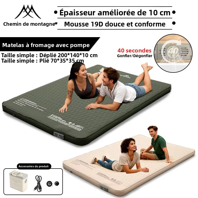 Matelas gonflable Mountainhiker édition améliorée 10 cm de hauteur