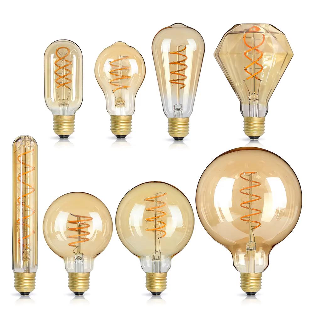 Ampoule LED rétro à Filament en spirale E14 E27, 4W, jaune chaud, 220V, C35 A60 T45 ST64 T185 T225 G80 G95 G125, lampe Edison Vintage