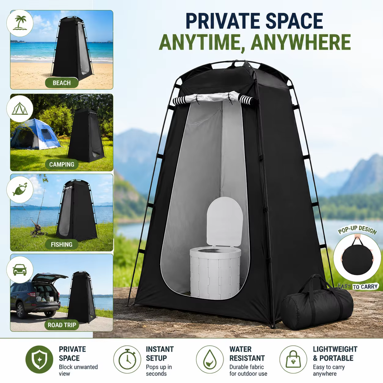 Tente de Douche et Toilettes Portable d'Extérieur Pop-Up pour Camping
