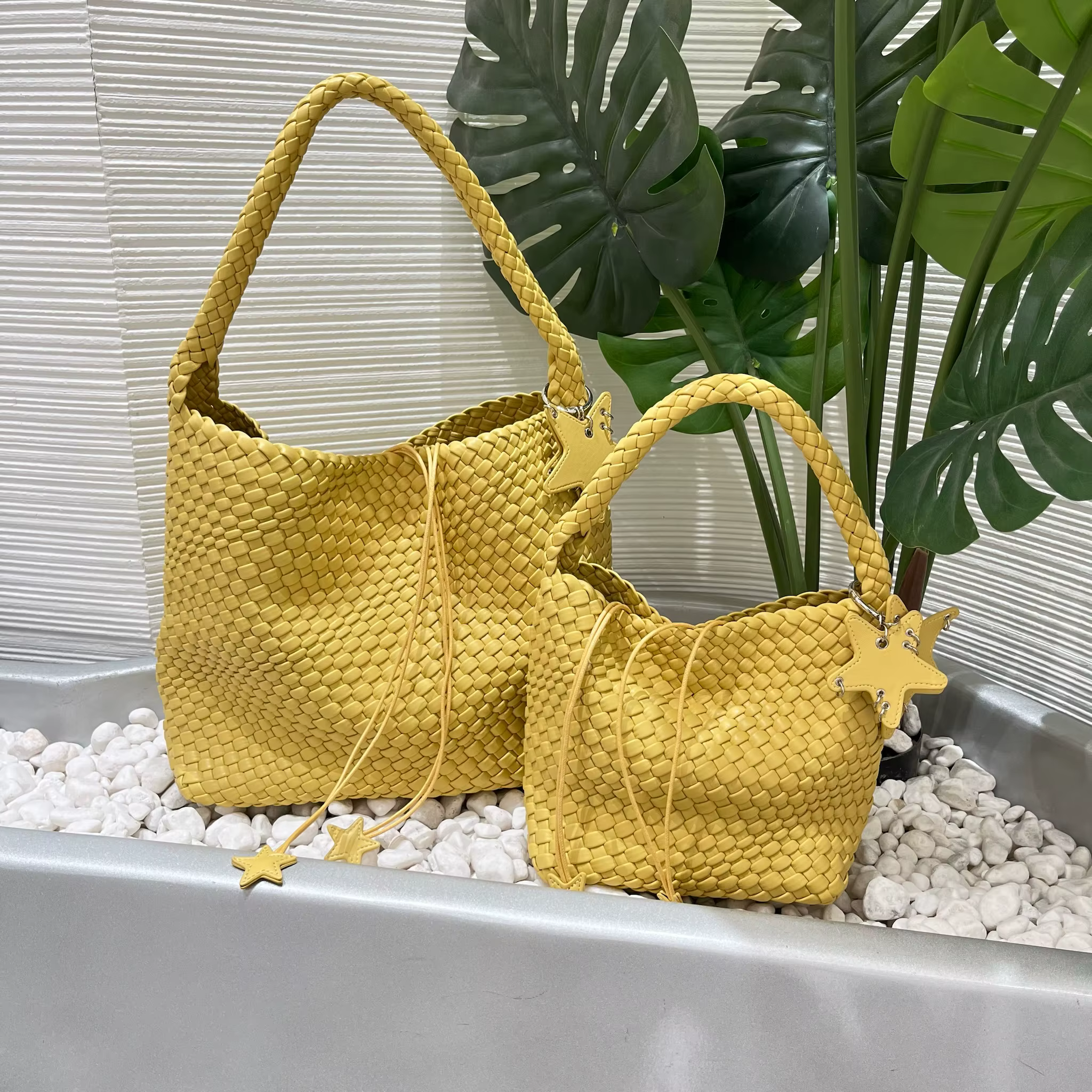 Sac à bandoulière seau série jaune pour femmes