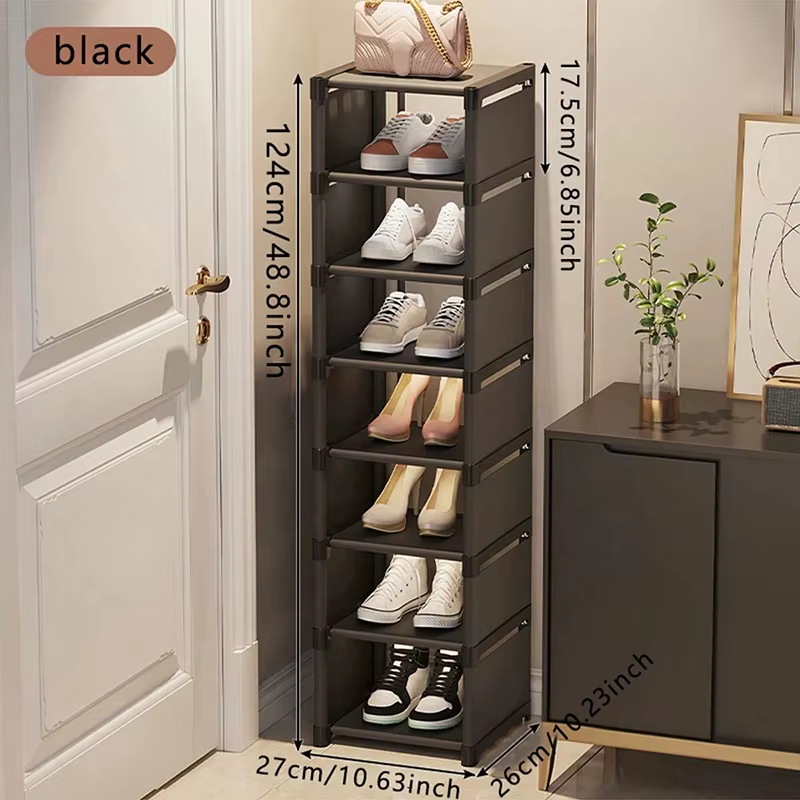 Organisateur de rangement pour chaussures étroites et élargies, multi-niveaux pour mur et porte, rangement domestique pratique adapté aux chambres de location
