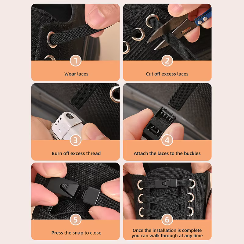 1 paire de lacets de chaussures sans cravate