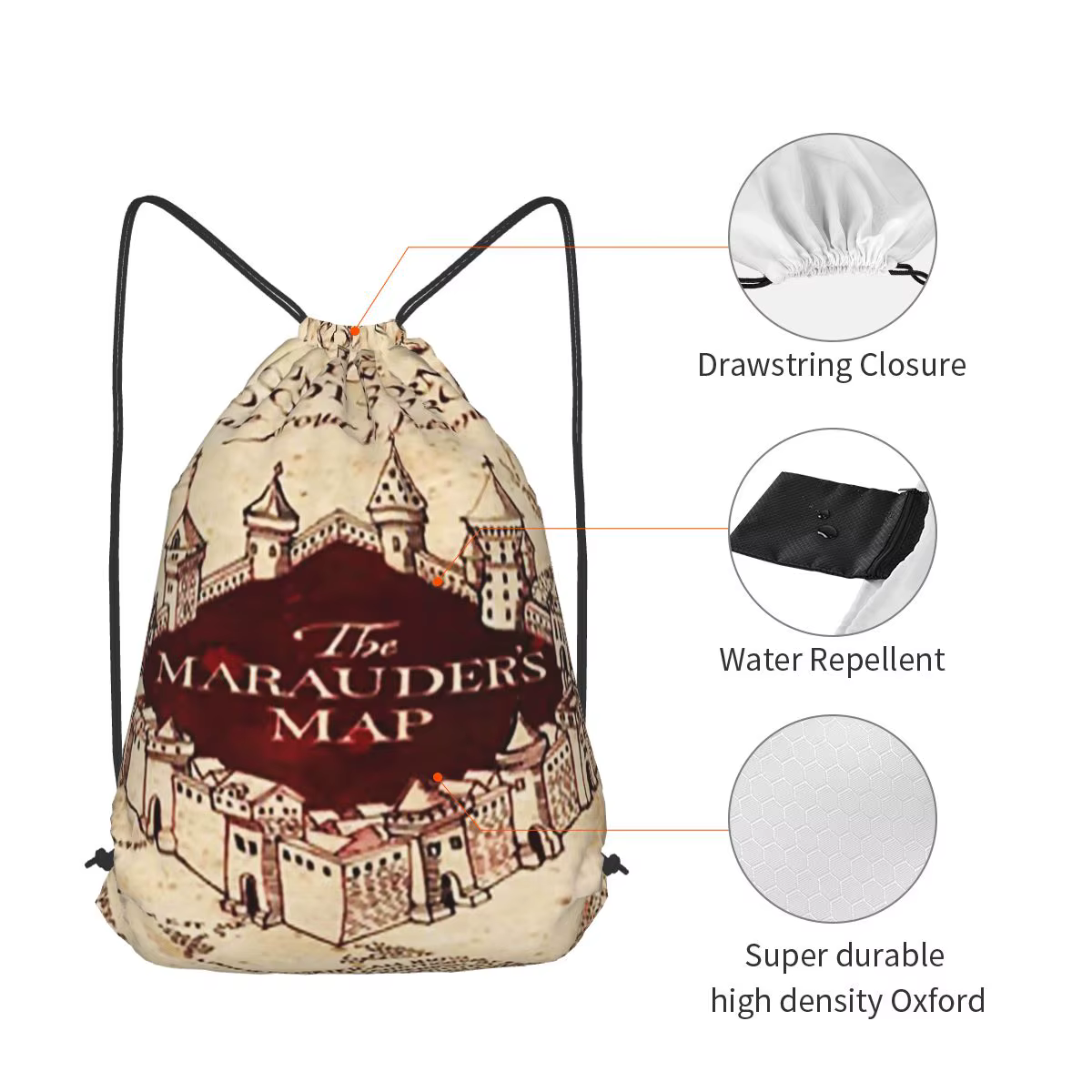 Sacs à dos Marauders Magic Map, sacs à cordon multifonctions, sacs de sport, sacs à livres pour homme et femme, pour l'école
