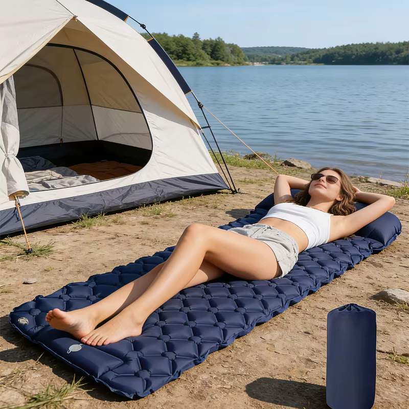 Matelas de camping gonflable avec oreiller