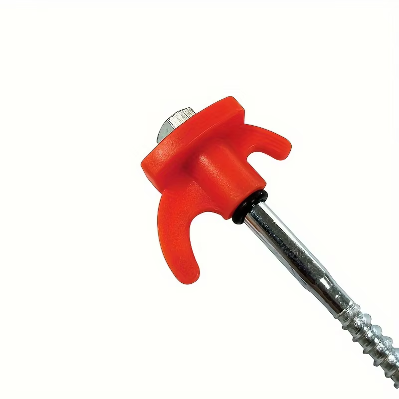 Piquets de tente hexagonaux filetés - Poignée en plastique rouge et vis en métal - Accessoires de camping