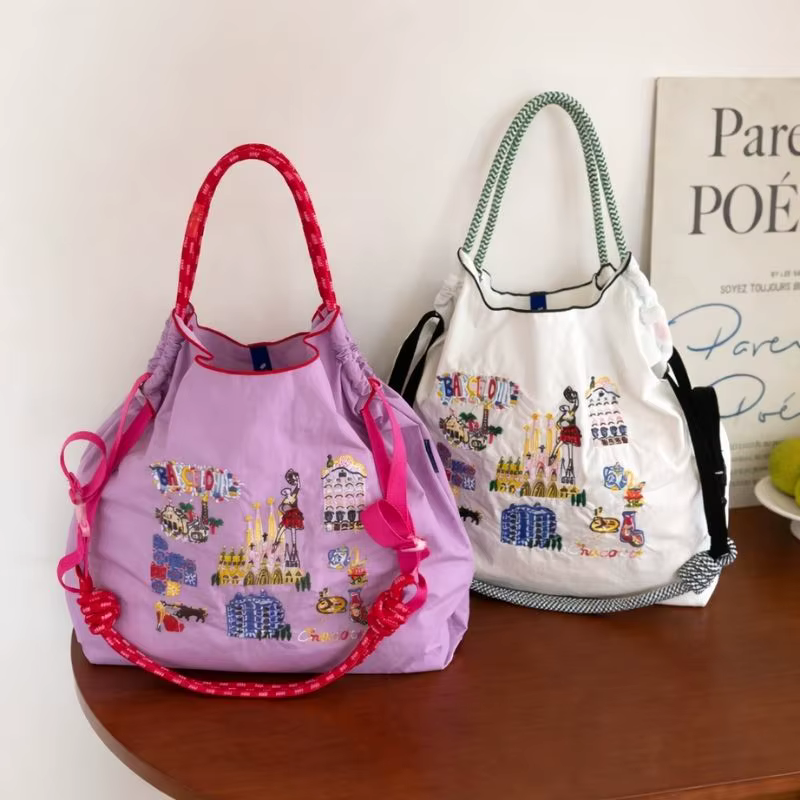 【Offre Spéciale】Sac à main brodé pour femme, style danse espagnole, grande capacité, sac à bandoulière, sac de navetteur, léger, pliable, pour le sport, les loisirs, les festivals et les soirées