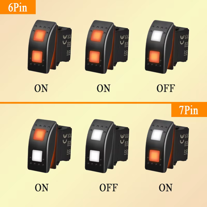 Interrupteur à bascule 12V 20A 3 positions ON-OFF-ON / OFF ON OFF avec double LED orange pour Can-Am 4x4, voiture, bateau, UTV, VTT, VR, RZR