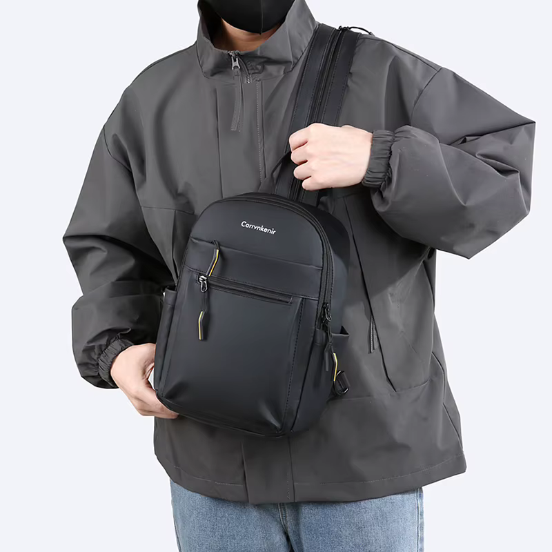 Mode mâle petit sac à dos Durable en cuir PU souple hommes sac à dos décontracté adolescent sangles zippées sac de poitrine sac à bandoulière SAC