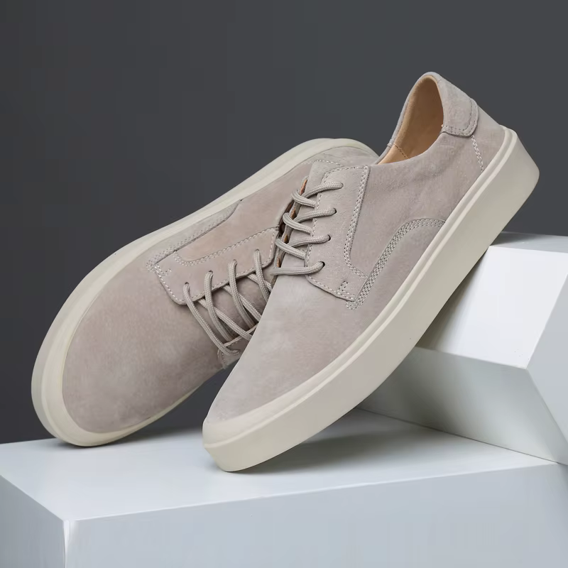 Baskets décontractées en cuir suédé beige pour hommes, chaussures à plateforme confortables, respirantes et légères, pour le quotidien et l'extérieur, tailles 38-44