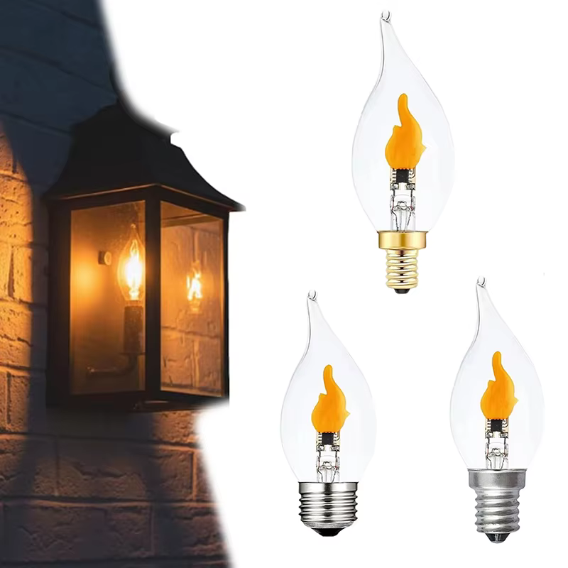 Ampoules à Flamme Scintillante E12/E14/E27 LED Ampoules Décoratives à Flamme Scintillante Effet de Feu Plus Réaliste Base de Candélabre