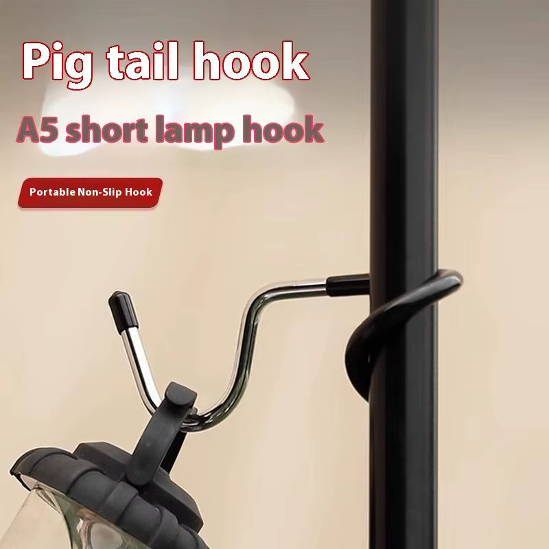 Support de lampe à crochet en acier portable pour la chasse et la pêche ; Outil de suspension de lumière de tente extérieure