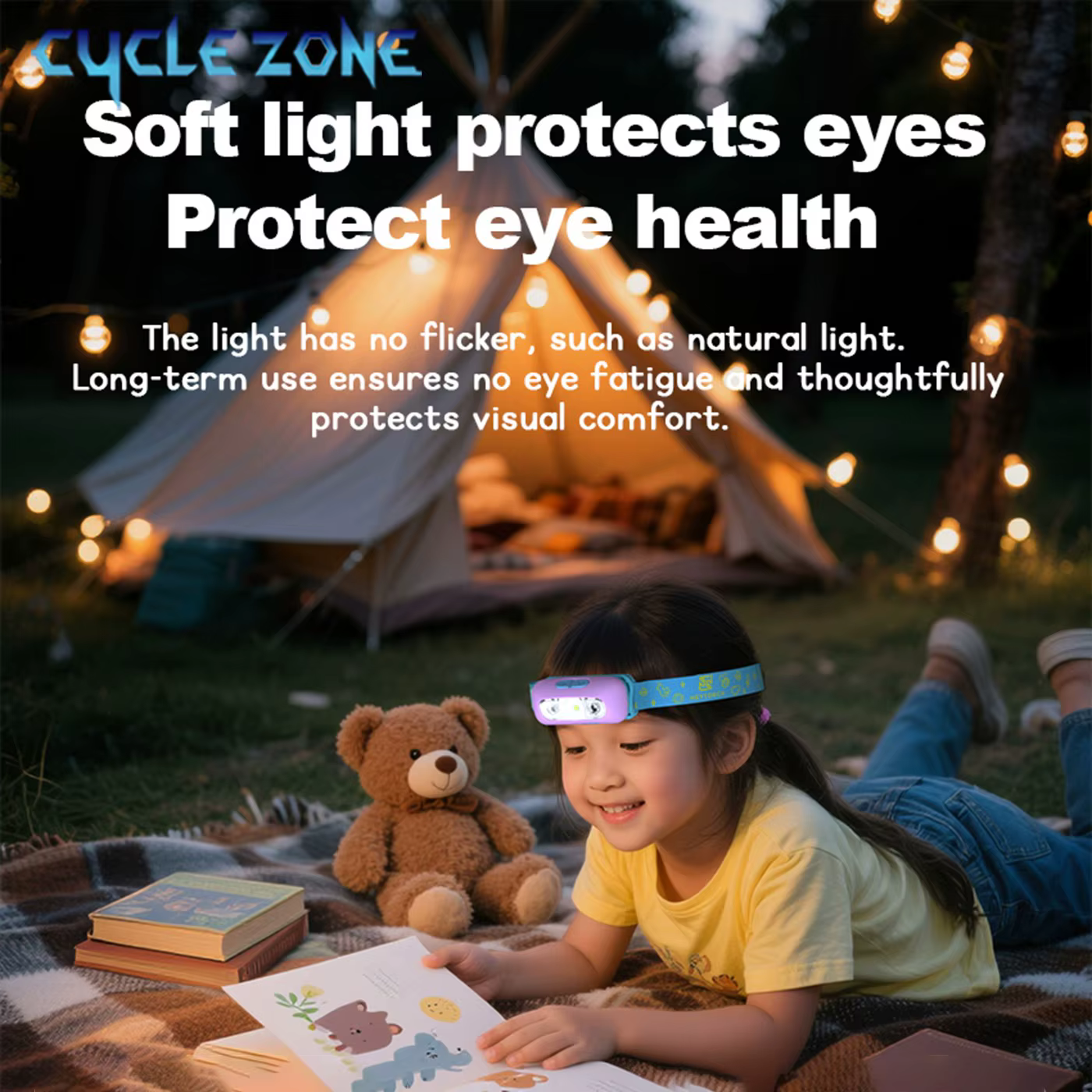 Enfants LED phares capteur phare type-c Rechargeable tête lampe de poche
