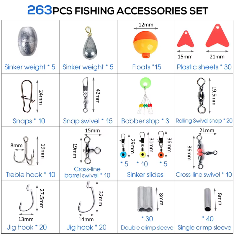 Ensemble d'accessoires de pêche avec boîte à matériel
